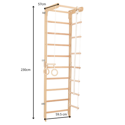 Sprossenwand für Heimtraining mit festem Reck – Indoor Fitnessgerät für die ganze Familie (SPR B)