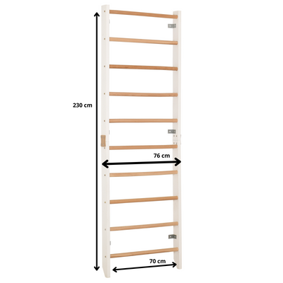 Sprossenwand aus Holz Rinagym Kombi 1 Weiß – kompakte Trainingsleiter für Zuhause
