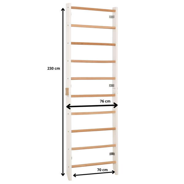 Sprossenwand aus Holz Rinagym Kombi 1 Weiß – kompakte Trainingsleiter für Zuhause