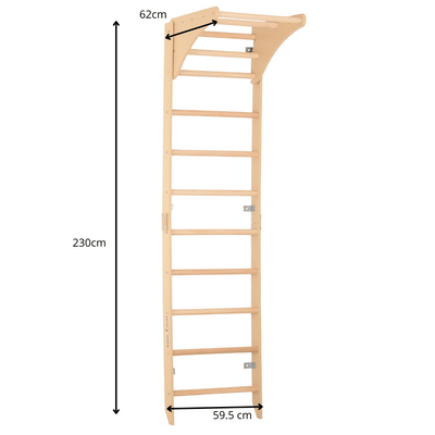 Sprossenwand mit höhenverstellbarem Reck – Kompaktes Indoor-Fitnessgerät die ganze Familie (SPR C pure)