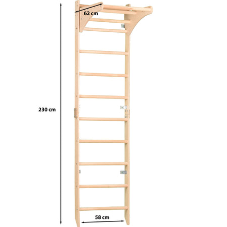 Sprossenwand mit höhenverstellbarem Reck – Kompaktes Indoor-Fitnessgerät die ganze Familie (SPR C pure)