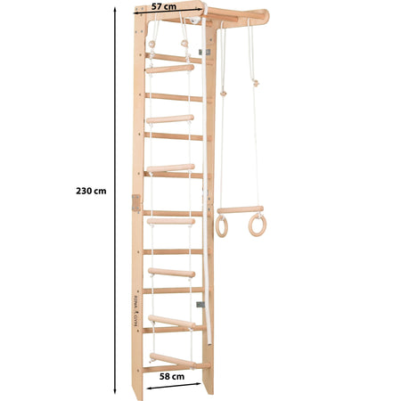 Sprossenwand für Heimtraining mit festem Reck – Indoor Fitnessgerät für die ganze Familie (SPR B)