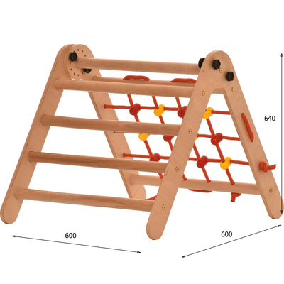 🌟 Indoor-Bewegungsgerät aus Holz – Kletterleiter mit Kletternetz und Sprossenwand (Anet)