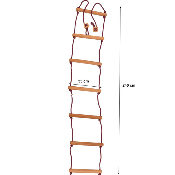 RINAGYM Kletterseilleiter – Outdoor Bewegungsgerät – 240 cm – Belastbar bis 75 kg