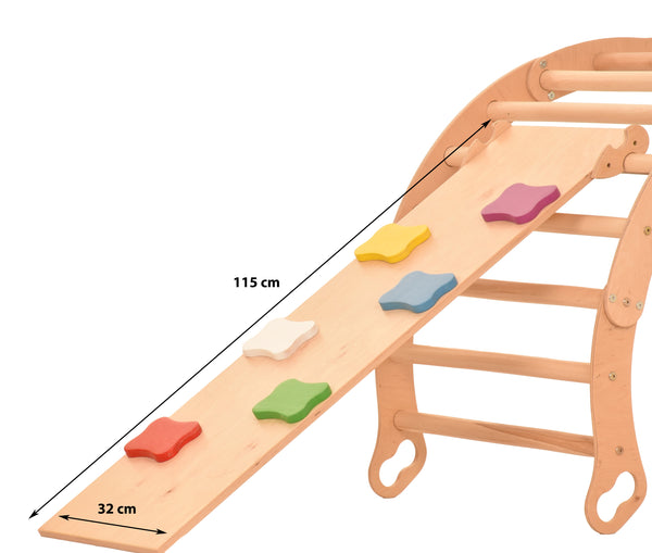 RINAGYM Rutschbrett & Hühnerleiter – Kletterdreieck Zubehör – Quadrate – 115×33 cm