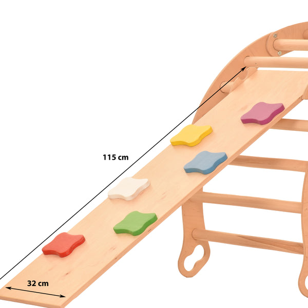RINAGYM Rutschbrett & Hühnerleiter – Kletterdreieck Zubehör – Quadrate – 115×33 cm