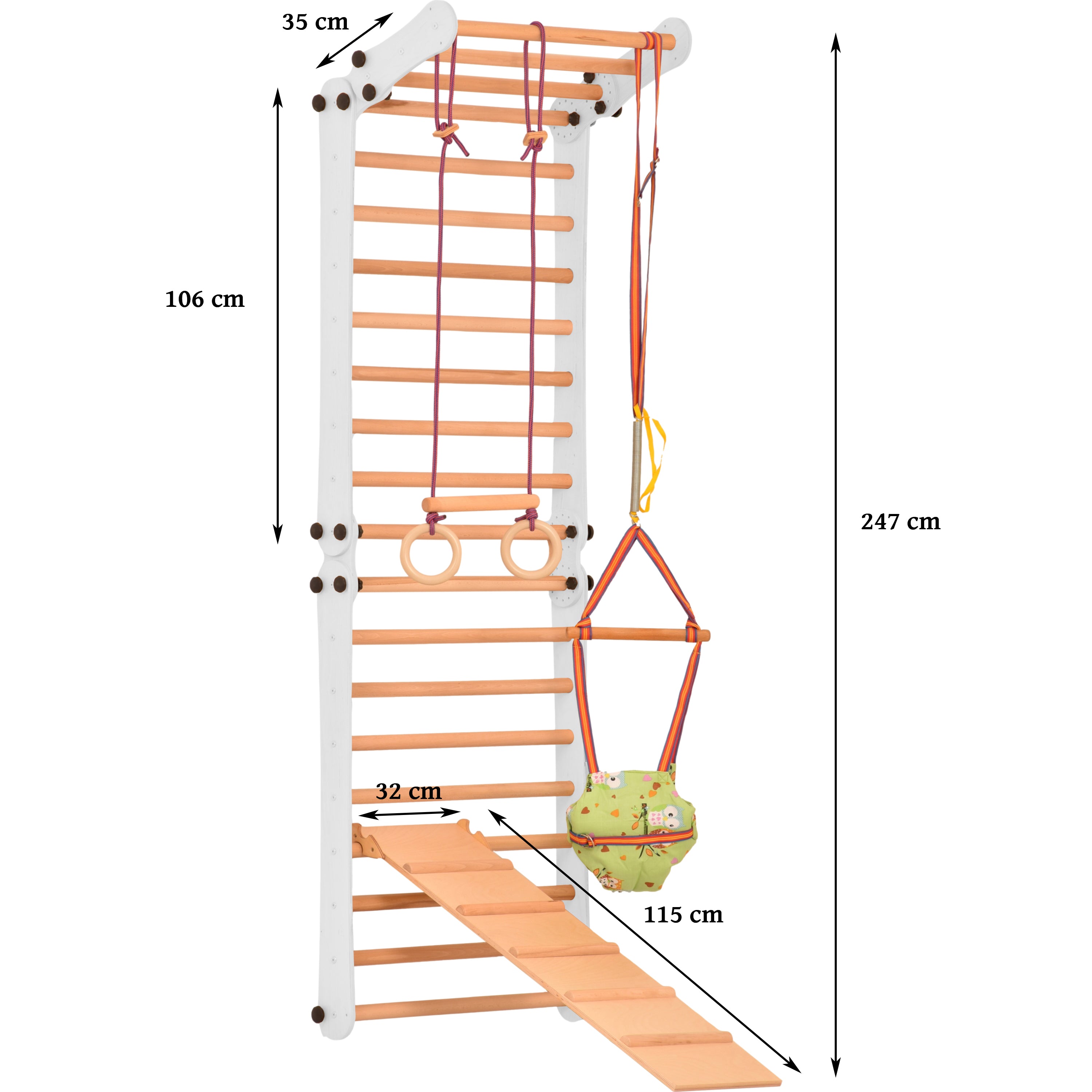 Kletterwand für Kinder 2 in 1- Schwedische Kletterwand aus Holz mit vier Teilen - Rinagym Klettergerüst