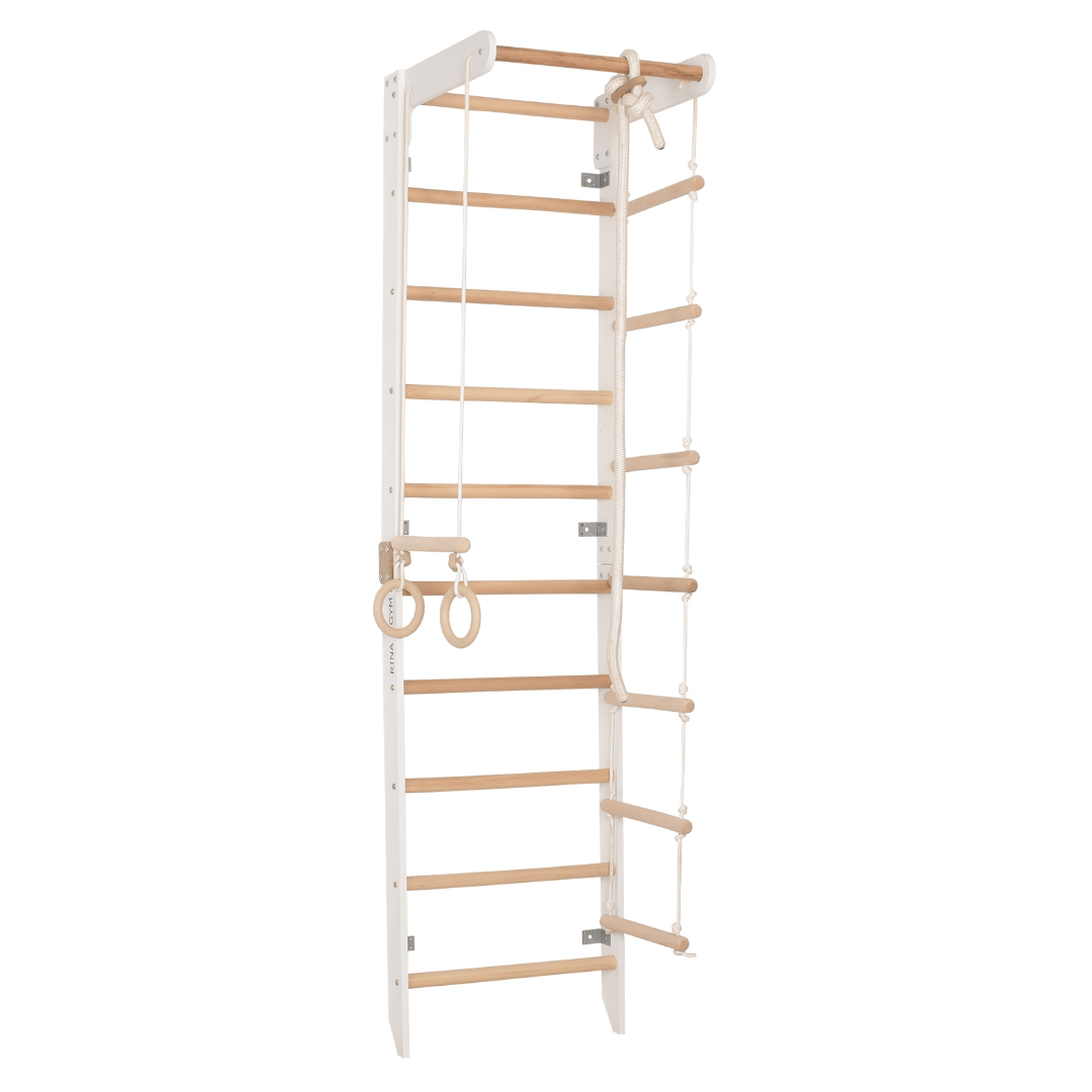 Sprossenwand für das Heimtraining mit fester Reckstange - ein Heimtrainer für die ganze Familie (SPR B weiß)