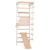 Kletterwand für Kinder und Erwachsene – Klettergerüst Indoor aus Holz mit Wand-Reck, Stange, Gymnastikringen, Kletterseil, schwedischer Leiter, höhenverstellbarer Klimmzugstange & beidseitiger Kletterrampe – Kinder 3 weiße Farbe