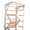 Kletterwand für Kinder und Erwachsene – Klettergerüst Indoor aus Holz mit Wand-Reck, Stange, Gymnastikringen, Kletterseil, schwedischer Leiter, höhenverstellbarer Klimmzugstange & beidseitiger Kletterrampe – Kinder 3 weiße Farbe
