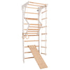 Kletterwand für Kinder und Erwachsene – Klettergerüst Indoor aus Holz mit Wand-Reck, Stange, Gymnastikringen, Kletterseil, schwedischer Leiter, höhenverstellbarer Klimmzugstange & beidseitiger Kletterrampe – Kinder 3 weiße Farbe