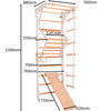Kletterwand für Kinder und Erwachsene – Klettergerüst Indoor aus Holz mit Wand-Reck, Stange, Gymnastikringen, Kletterseil, schwedischer Leiter, höhenverstellbarer Klimmzugstange & beidseitiger Kletterrampe – Kinder 3 weiße Farbe