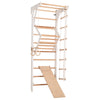 Kletterwand für Kinder und Erwachsene – Klettergerüst Indoor aus Holz mit Wand-Reck, Stange, Gymnastikringen, Kletterseil, schwedischer Leiter, höhenverstellbarer Klimmzugstange & beidseitiger Kletterrampe – Kinder 3 weiße Farbe