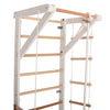 Kletterwand für Kinder und Erwachsene – Klettergerüst Indoor aus Holz mit Wand-Reck, Stange, Gymnastikringen, Kletterseil, schwedischer Leiter – Sport 2 weiße Farbe