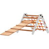Kletterdreieck -Indoor-Leiter mit Kletternetz und Rutche-Holzrahmen, fördert das Gleichgewicht - 50 kg Tragkraft, 20kg für Rutsche (Anet+slide white)