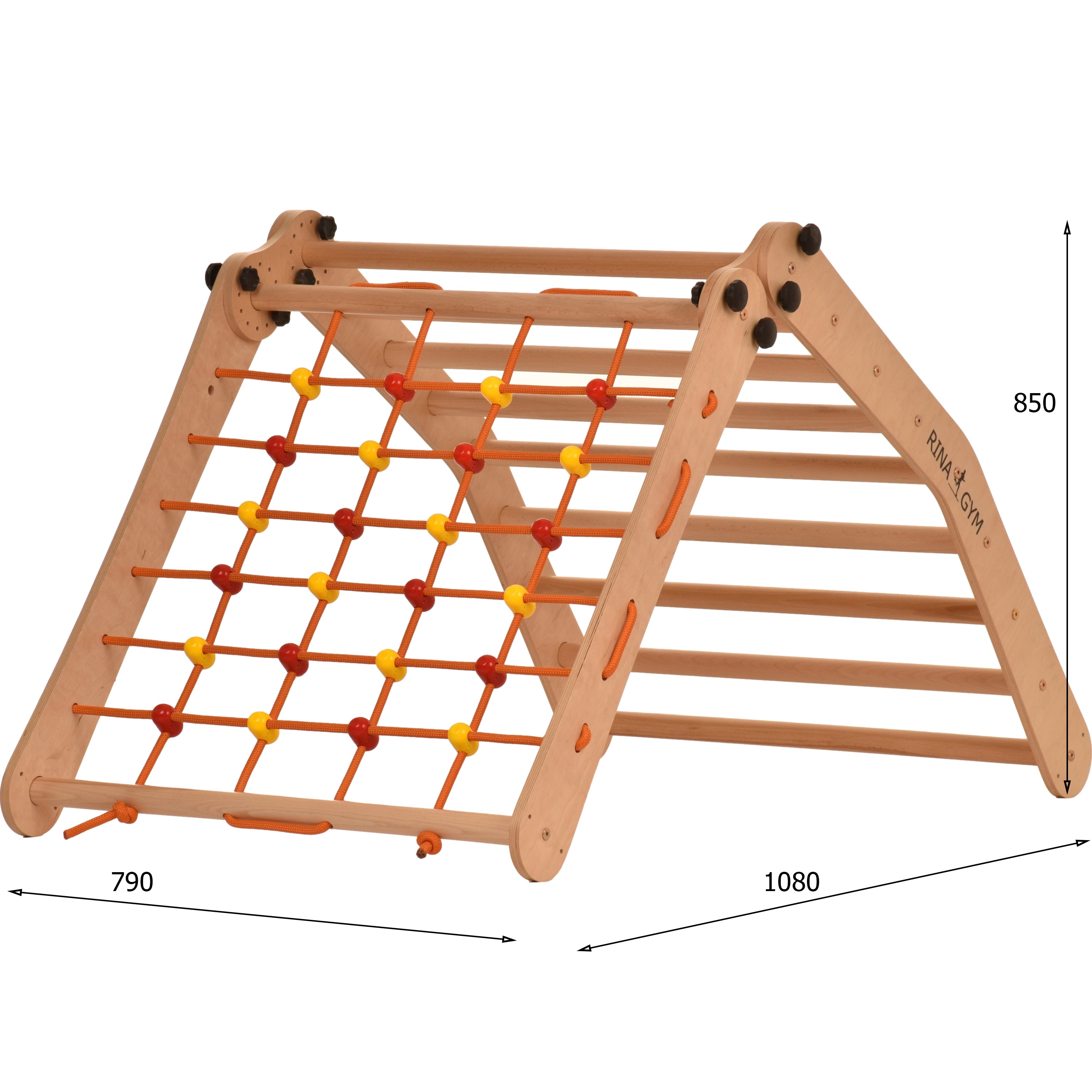 Rinagym indoor Klettergerüst – Indoor Leiter mit Kletternetz - Zusammenklappbarer Holzrahmen für Kinder - Sicherheitsschloss - 50 kg Tragkraft (9g7s)+ 20kg für Rutsche