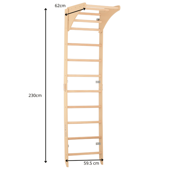 Sprossenwand mit höhenverstellbarem Reck – Kompaktes Indoor-Fitnessgerät die ganze Familie (SPR C pure)