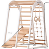 Mur d'escalade intérieur pour enfants et adultes – Structure en bois avec barre de traction, anneaux de gymnastique, corde d'escalade, échelle suédoise, barre de traction réglable et rampe d'escalade double face – Modèle Sport 3 couleur blanche