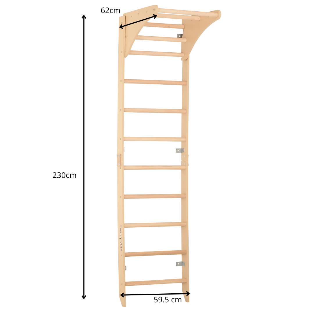 Sprossenwand mit höhenverstellbarem Reck – Kompaktes Indoor-Fitnessgerät die ganze Familie (SPR C pure)