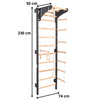 Metallische Sprossenwand STEEL KOM 2 – Graphit mit Klimmzugstange, Ringen und Strickleiter | RINAGYM