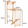 RINAGYM Kletterwand Indoor – Sprossenwand aus Holz mit Kletterseil – für gemeinsames Heimtraining von die ganze Familie