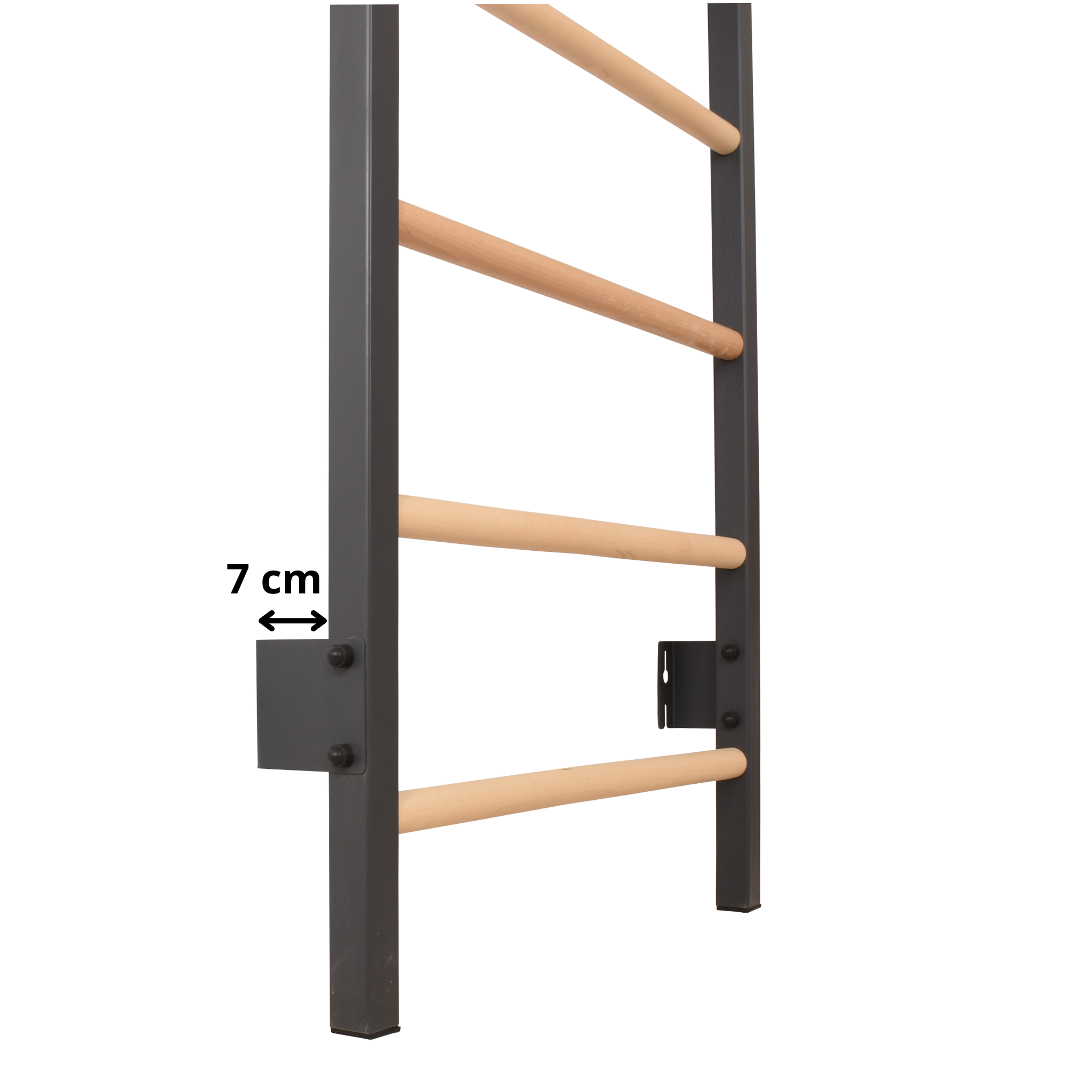 Metallische Sprossenwand STEEL 1 – Graphit mit Buchenholzsprossen | RINAGYM
