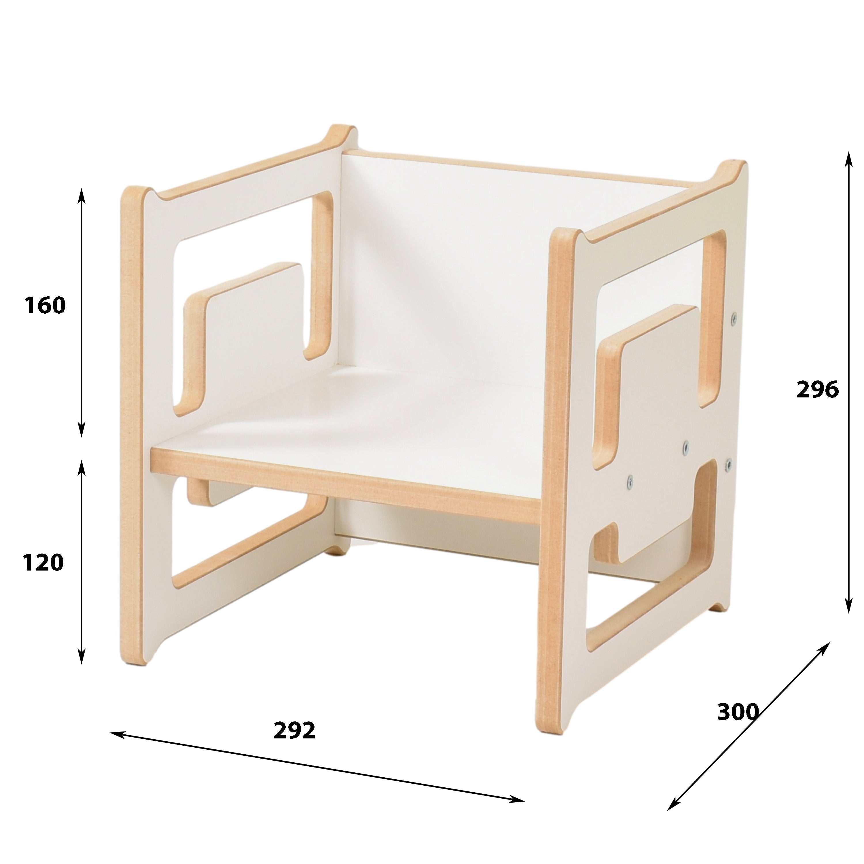 Wendehocker & Stuhl mit 3 Sitzhöhen - Multifunktionaler Kinderhocker - Holz weiß