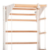 Kletterwand für Kinder und Erwachsene mit höhenverstellbarem Reck-Indoor Klettergerüst aus Holz - Wand-Reck, Stange, Gymnastik-Ringe, Kletterseil - Kombi 2 weiße Farbe