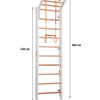 Kletterwand für Kinder mit höhenverstellbarer Stange- Klettergerüst aus Holz - Wand-Reck, Stange, Gymnastik-Ringe, Kletterseil (K 265)
