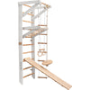 RINAGYM Terrain de Gymnastique Enfants - Jungle de Jeu Intérieur et Extérieur en Bois - Mur et Barres de Singe, Anneaux, Corde, Poutre, Échelle Suédoise, Balançoire, Toboggan - À Partir de 2 Ans (Sport 3 white)