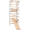 RINAGYM Terrain de Gymnastique Enfants - Jungle de Jeu Intérieur et Extérieur en Bois - Mur et Barres de Singe, Anneaux, Corde, Poutre, Échelle Suédoise, Balançoire, Toboggan - À Partir de 2 Ans (Sport 3 white)