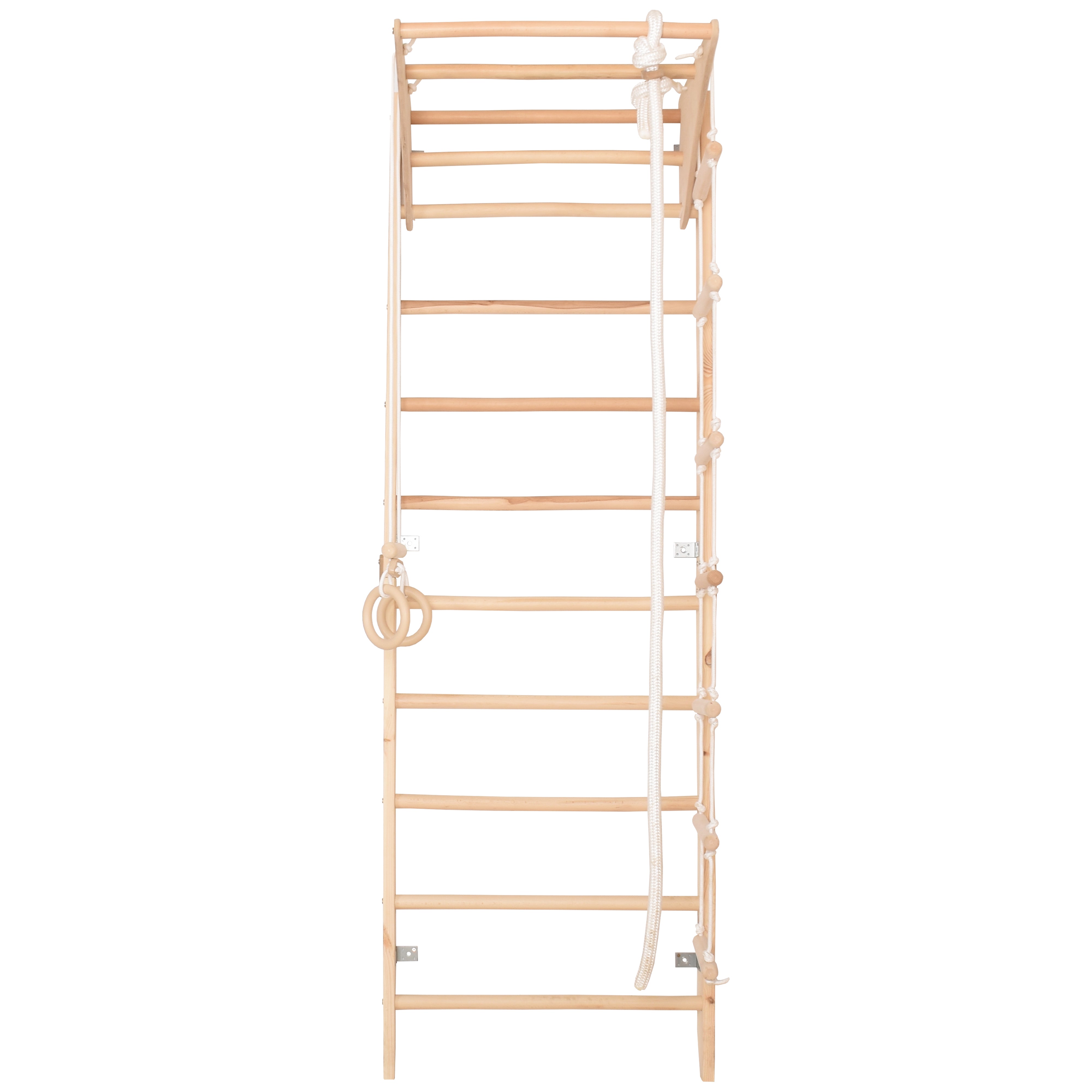 RINAGYM Terrain de Gymnastique Enfants - Jungle de Jeu Intérieur et Extérieur en Bois - Mur et Barres de Singe, Anneaux, Corde, Poutre, Échelle Suédoise, Balançoire - À Partir de 2 Ans (Kombi 2)