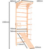 Climbing wall for children - indoor wooden climbing frame, wall bar, bar, gymnastic rings, climbing rope, removable beam, Swedish ladder, slide (Kombi 3)