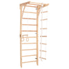 Kletterwand für Kinder und Erwachsene – Klettergerüst Indoor aus Holz mit Wand-Reck, Stange, Gymnastikringen, Kletterseil, schwedischer Leiter – (Natur, ohne Lack) - Kinder 2