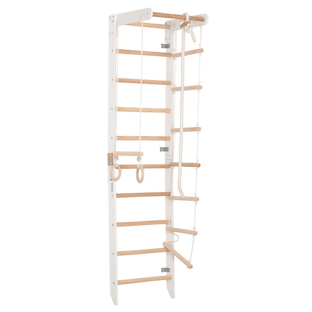 Sprossenwand für das Heimtraining mit fester Reckstange - ein Heimtrainer für die ganze Familie (SPR B weiß)