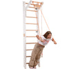 Kletterwand für Kinder mit höhenverstellbarer Stange-Indoor Klettergerüst aus Holz - Wand-Reck, Stange, Gymnastik-Ringe, Kletterseil (K 265)