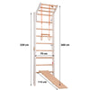 Climbing Wall for Children Indoor Climbing Frame Wooden Wall Bar, Bar, Gymnastics Rings, Climbing Rope, Swedish Ladder, (K265-3)