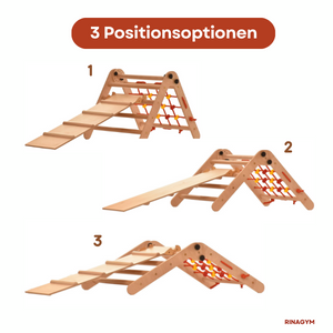 Kletterdreieck -Indoor-Leiter mit Kletternetz und Rutche-Holzrahmen, fördert das Gleichgewicht - 50 kg Tragkraft, 20kg für Rutsche (Anet+slide)