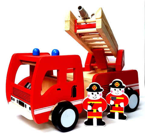 FIREFIGHTERS Wooden fire engine +2 firefighters