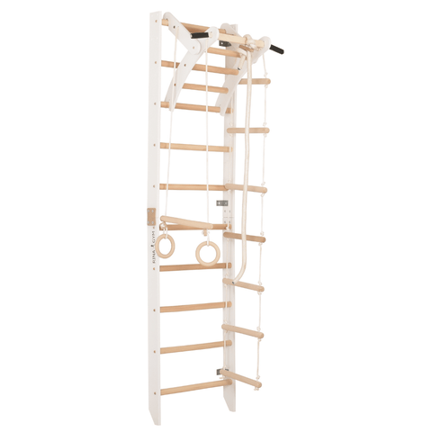 Sprossenwand für Heimtraining und höhenverstellbarem Reck – Indoor Fitnessgerät für die ganze Familie (SPR A white)