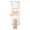 RINAGYM Terrain de Gymnastique Enfants - Jungle de Jeu Intérieur et Extérieur en Bois - Mur et Barres de Singe, Anneaux, Corde, Poutre, Échelle Suédoise, Balançoire, Toboggan - À Partir de 2 Ans (Sport 3 white)