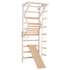 RINAGYM Terrain de Gymnastique Enfants - Jungle de Jeu Intérieur et Extérieur en Bois - Mur et Barres de Singe, Anneaux, Corde, Poutre, Échelle Suédoise, Balançoire, Toboggan - À Partir de 2 Ans (Sport 3 white)