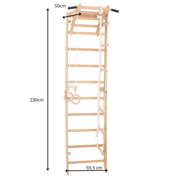 Sprossenwand für Heimtraining und höhenverstellbarem Reck – Indoor Fitnessgerät für die ganze Familie (SPR A)