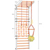 Climbing wall for children 2 in 1 - Climbing frame with Swedish climbing wall made of  wood with 4 parts: a jumper, a net, gymnastic rings, a Swedish ladder. Indoor climbing frame for toddlers  (5P5P7S5P+WHITE)