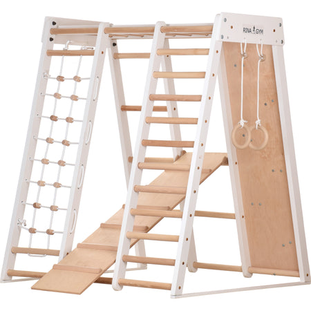 Multifunktionales Indoor Klettergerüst aus Holz – Für Zuhause & Familie (3 Weiß)