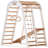 Mur d'escalade intérieur pour enfants et adultes – Structure en bois avec barre de traction, anneaux de gymnastique, corde d'escalade, échelle suédoise, barre de traction réglable et rampe d'escalade double face – Modèle Sport 3 couleur blanche