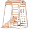 Mur d'escalade intérieur pour enfants et adultes – Structure en bois avec barre de traction, anneaux de gymnastique, corde d'escalade, échelle suédoise, barre de traction réglable et rampe d'escalade double face – Modèle Sport 3 couleur blanche