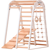 RINAGYM Play Gym - Home and School Indoor Wooden Playground Equipment for 1 to 5-Year Old Children and Up - Climbing Net, Swedish Ladder, Swing Rings, Slide - Safe Wood Frame - 60 kg Capacity (White)