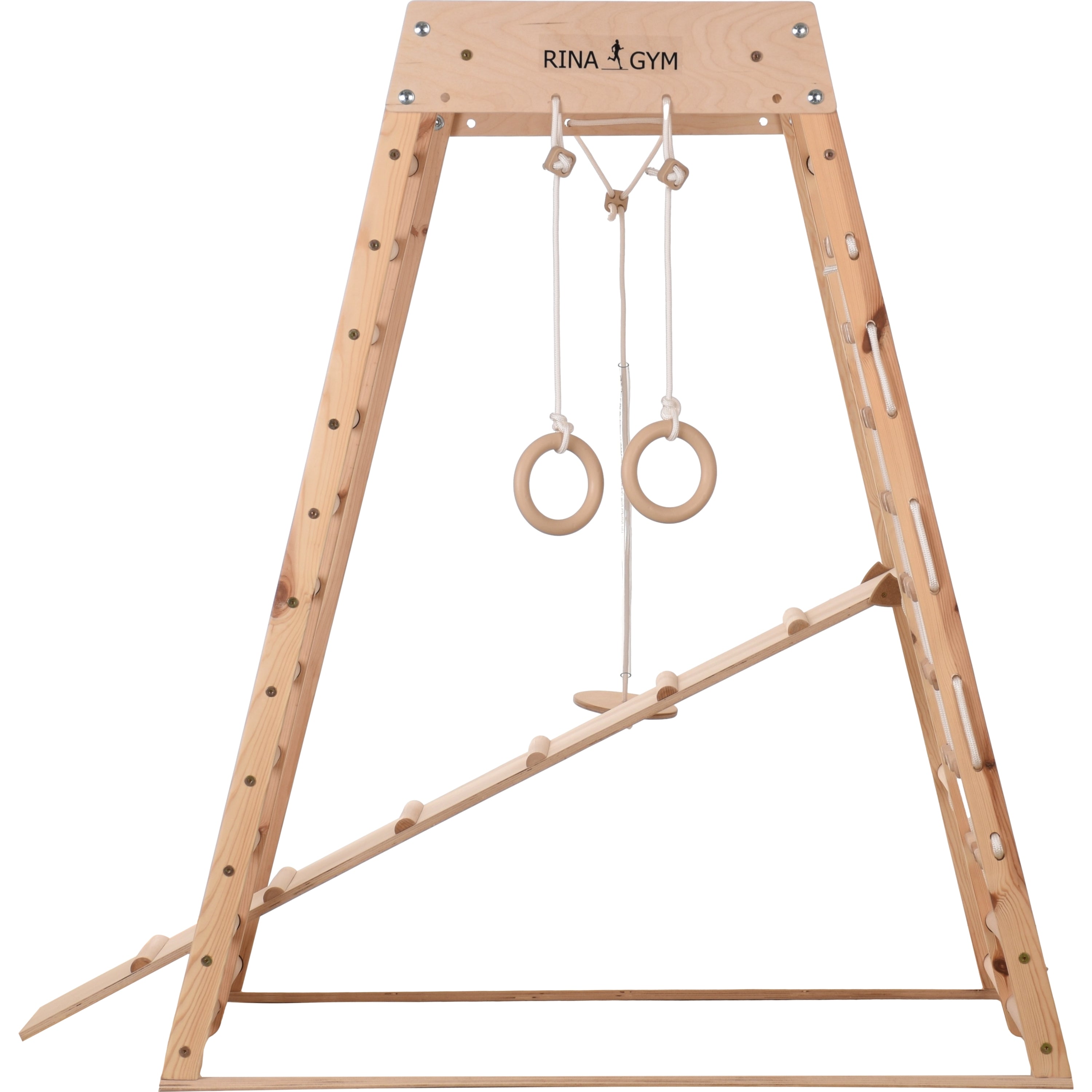 RINAGYM Indoor climbing frame for toddlers age 1-5, climbing frames, climbing triangle with slide, climbing triangle, baby climbing frame, climbing frame indoor, triclimb, wood climbing frame (Classic)