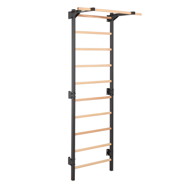 Metallische Sprossenwand STEEL PURE mit Klimmzugstange – Graphit | RINAGYM